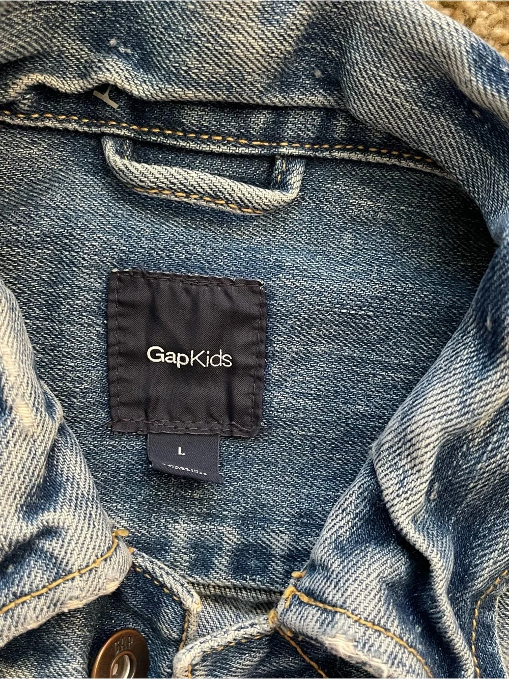GAP kids large Washed Blue Denim Jean Jacket classic basic western